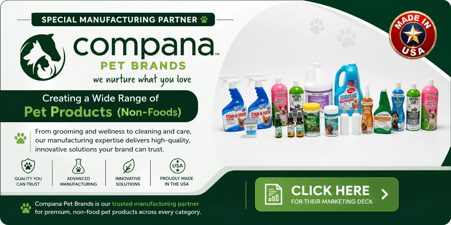 Compana Pet Brands manufacturing partner for premium non-food pet products